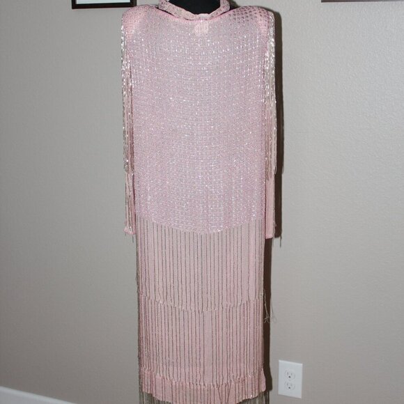Vintage Womens Pink Beaded Silk Dress *with flaws* Size Medium - Picture 6 of 10